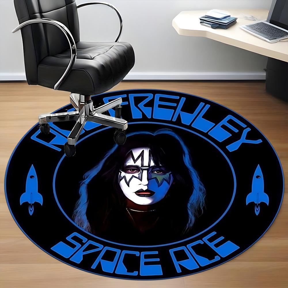 

1PC Ace Frehley, Kiss Office Round Rug - Perfect for Office or Study Decor, Machine Washable, Non-Slip Backing, Decorative Floor Mat 120cm