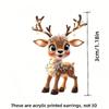 1 Pair of Cute and Charming Christmas Elk Earrings, 2D Acrylic Cartoon Earrings Holiday Gift