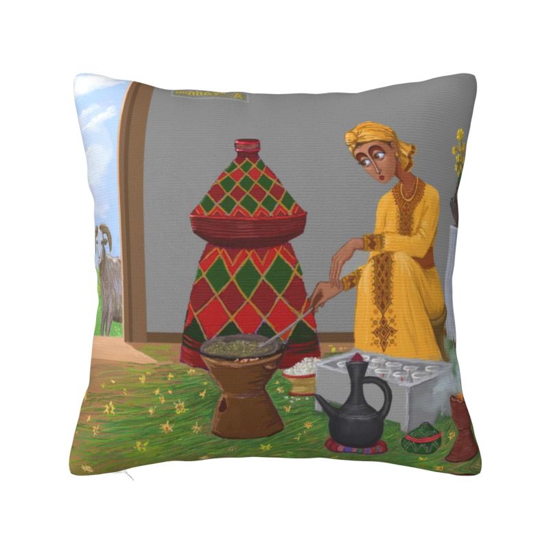Ethiopian Habesha Art Cushion Cover 40x40cm Velvet Luxury Pillow Living Room Decoration