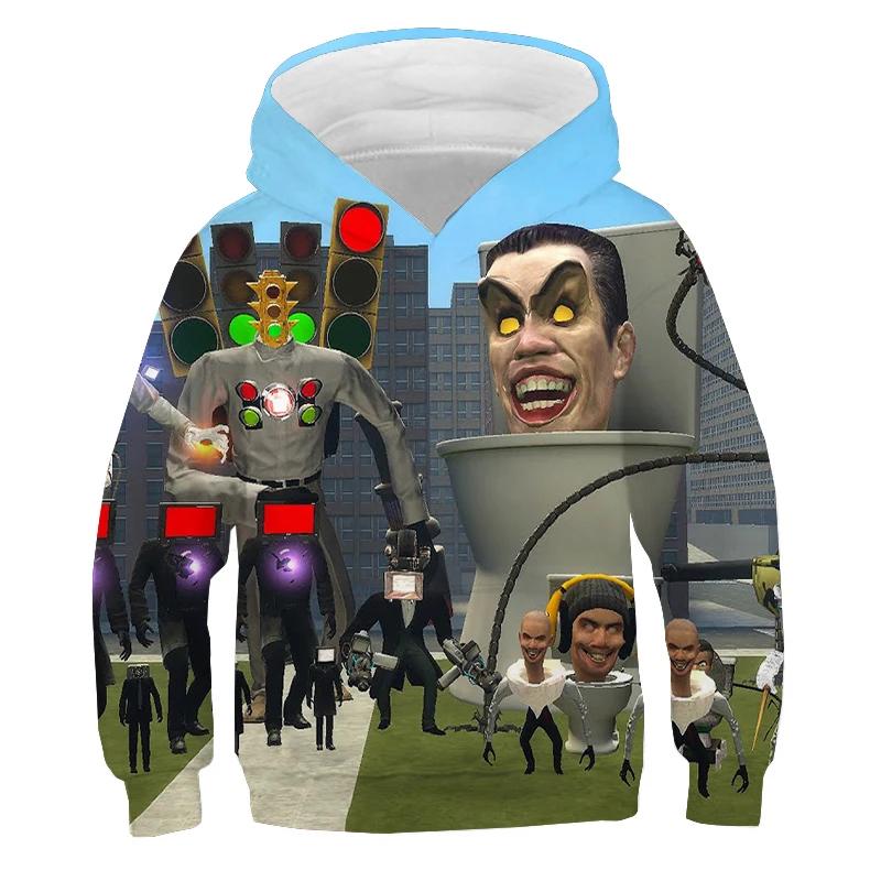 Bluza z nadrukiem Skibidi Toilet dla dzieci Jesień Zima Ubrania Dziecięca Bluza Titan Speakerman Bluzy dla chłopców Dziewczęcy Sweter z kapturem Cartoon