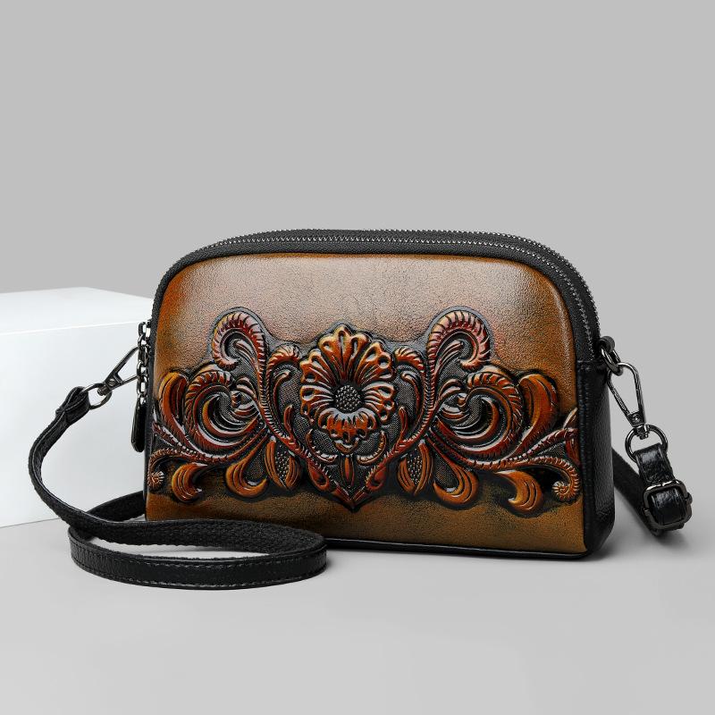 Middle Aged and Elderly Mothers' Small Bags, Women's Casual and Versatile Western Style, Chinese Ethnic Style Single Shoulder Diagonal Cross Bag