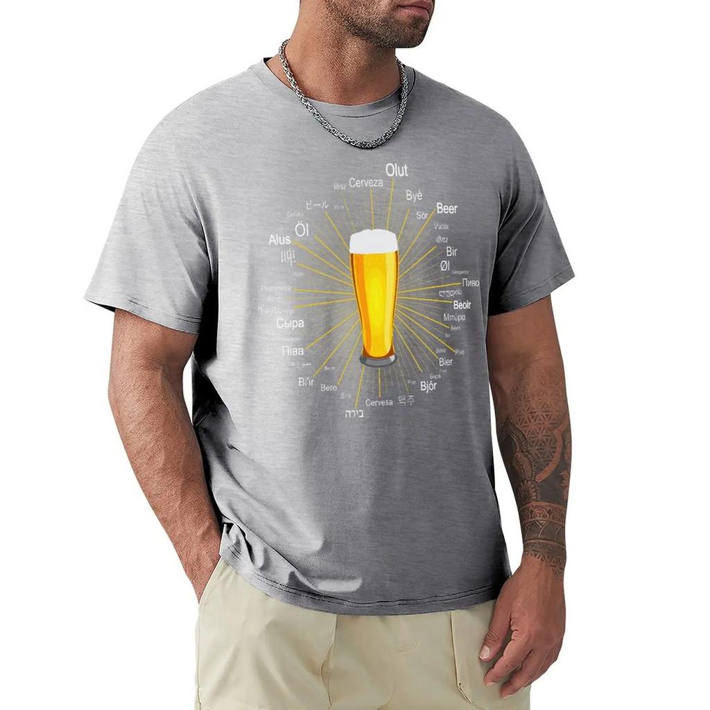 Wort Bier In 45 Verschiedenen Sprachen Unterschiedlicher Stil T-Shirt Harajuku Kurzarm T-Shirt 100% Baumwolle Grafik T-Shirt Oberteile