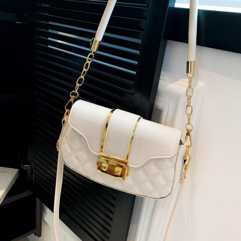 

Маленькая квадратная сумка корейская версия маленькой свежей женской сумки 2024bags осень новая персонализированная замковая ромбовидная одноплечевая женская сумка-мессенджер белый