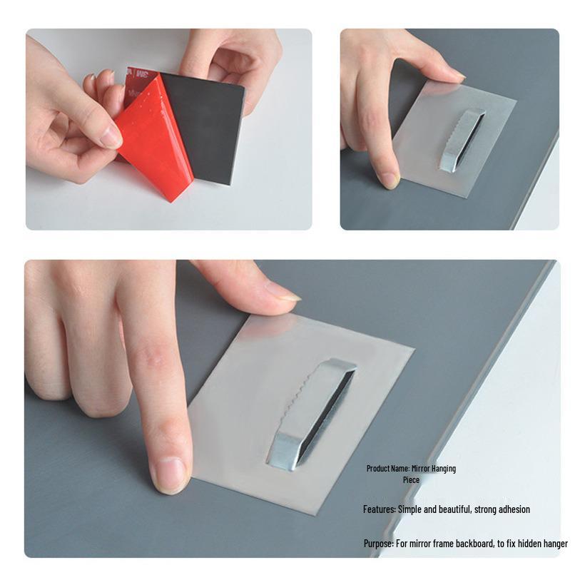 60x80 Adhesive Mirror Hook for Bathroom - Thickened Hardware for Glass or Picture Frame Hanging