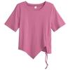 Summer irregular Short Sleeve T-shirts for Women thin cotton solid drawstring Casual slim T Shirt Harajuku Student Y2k crop Tops
