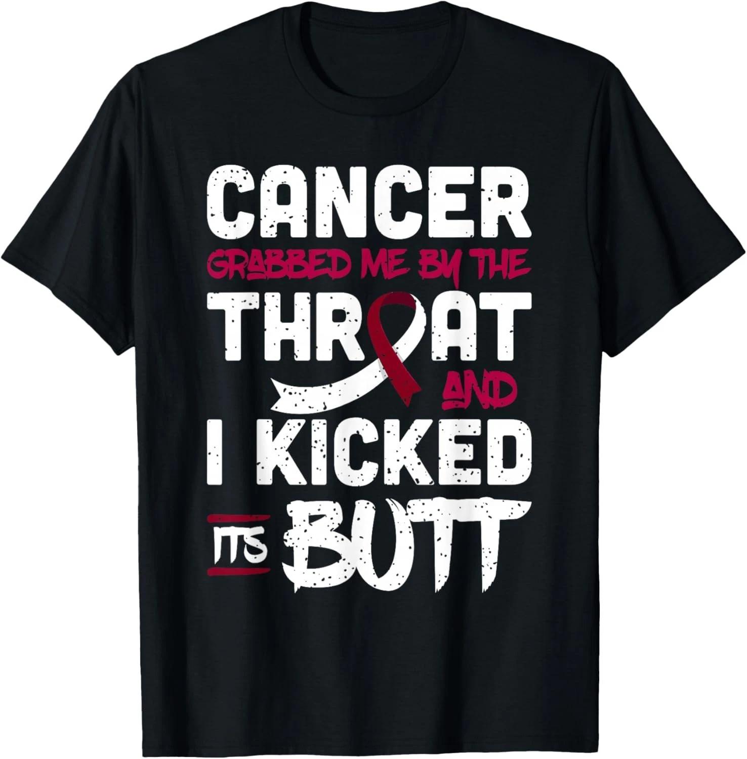 

Cancer Grabbed Me by The Throat Head _ Neck Cancer Awareness Gift Unisex T-Shirt L