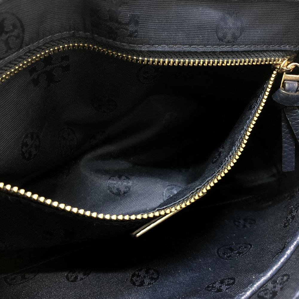 Tory Burch Logo fringe Shoulder Bag Leather blue/SilverHardware