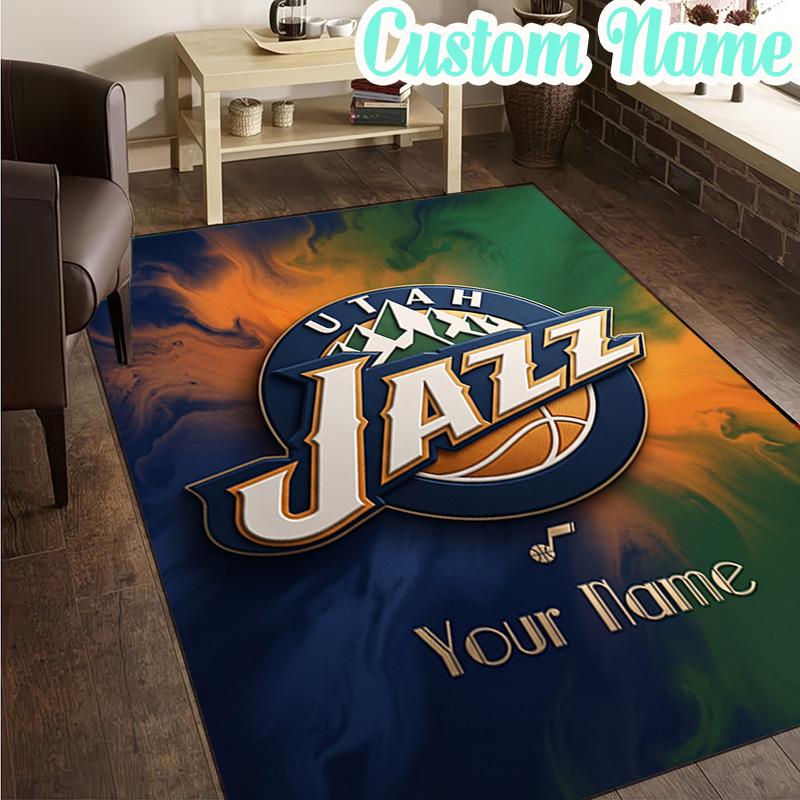 Custom Name Jazz Basketball Team Rug, Office Rug, Chair Rug, Carpet for Living Rooms, Doormat Game Rug Home Decor Christmas Gifts