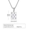 Mprainbow Men's Square Checkerboard Necklace,Waterproof Stainless Steel Checkered Geometric Pendant Collar Birthday Gift Jewelry