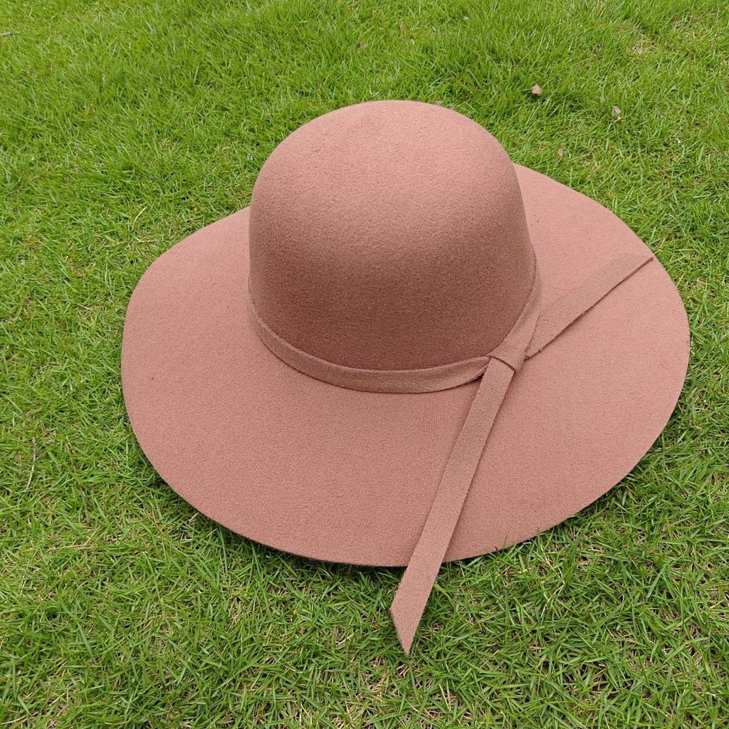 Female Hat French Retro Bowler Hat Women Wide-brimmed Wavy Fedora Hat Autumn and Winter Bow Hat Hat Adult Children Hat