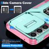 For Samsung Galaxy S23 FE Kickstand Case TPU+PC Phone Protector with Slide Lens Cover
