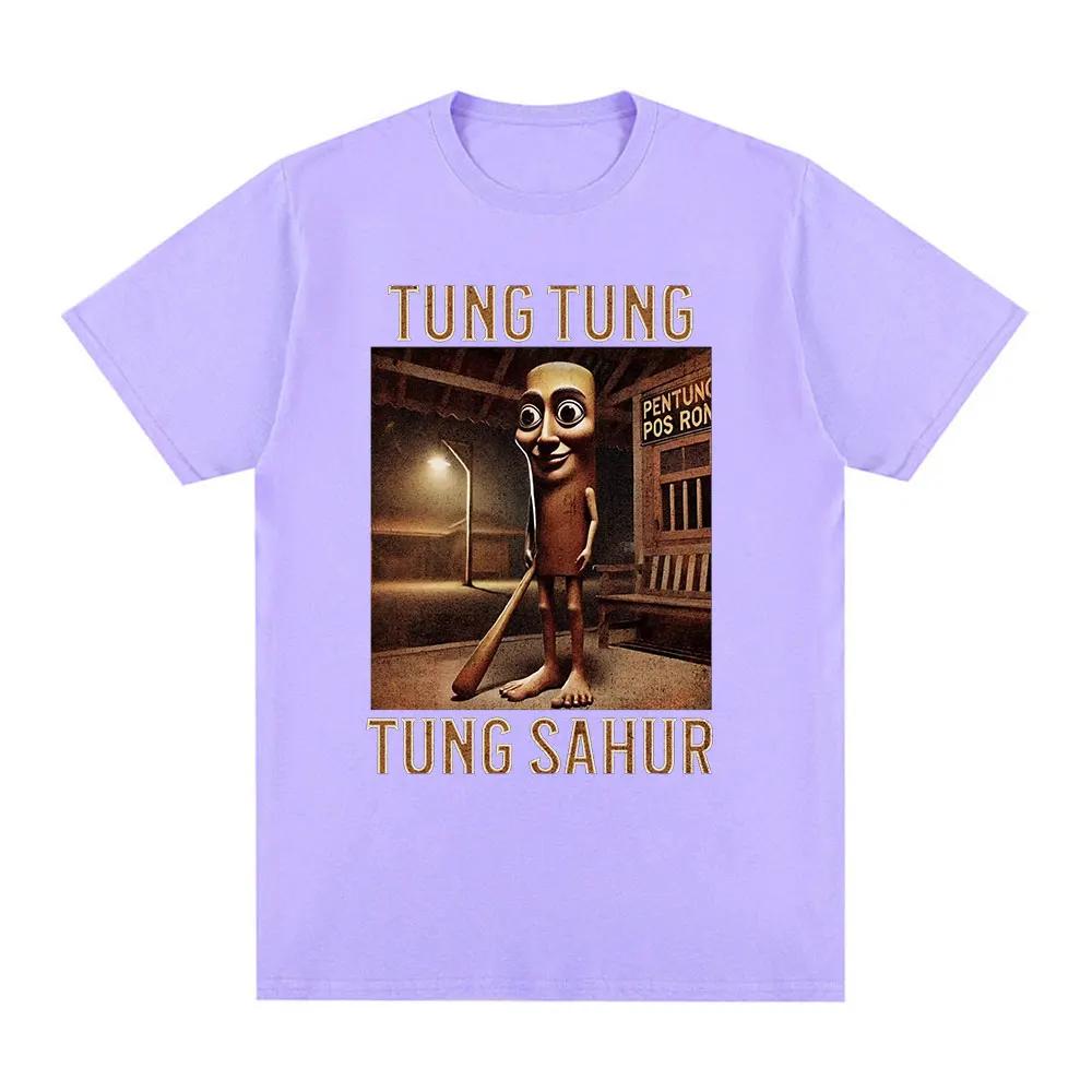 Tung Tung Sahur Italský mozek Zajímavé Meme tričko muž Krátký rukáv módní a humorné tričko z čisté bavlny Kulatý výstřih