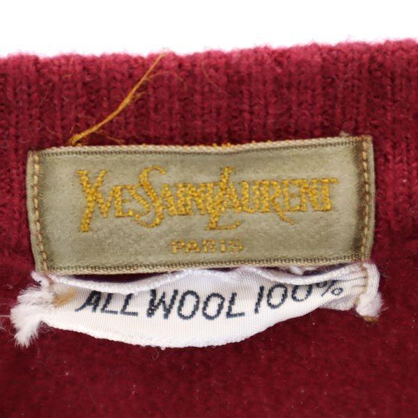 YVES SAINT LAURENT wool Long sleeve V neck knit M Red series sweater Women Used