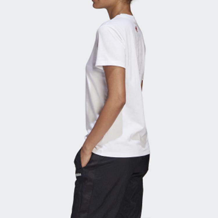 adidas T Shirts Women's White Crew Neck Moderate Straight Fit GL7799