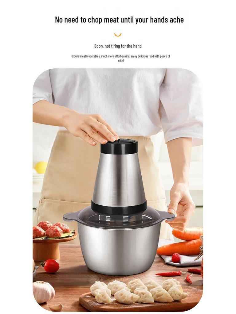 2L Stainless Steel Multi-Functional Meat Grinder & Food Processor