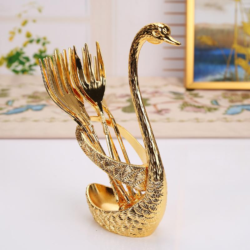 Fruit Fork Set, Zinc Alloy Creative Cute Household Fruit Stick Fruit Insert European Fork Cygnus Tableware