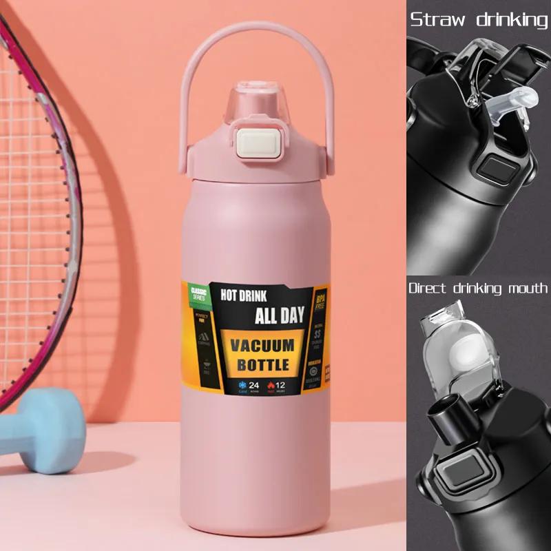 Termo láhev z nerezové oceli 2,5 l Velkoobjemová Termo voda Přenosná 2500 ml Vakuový hrnek Termoska Izolovaný pohár 2 l Tumbler 84 oz