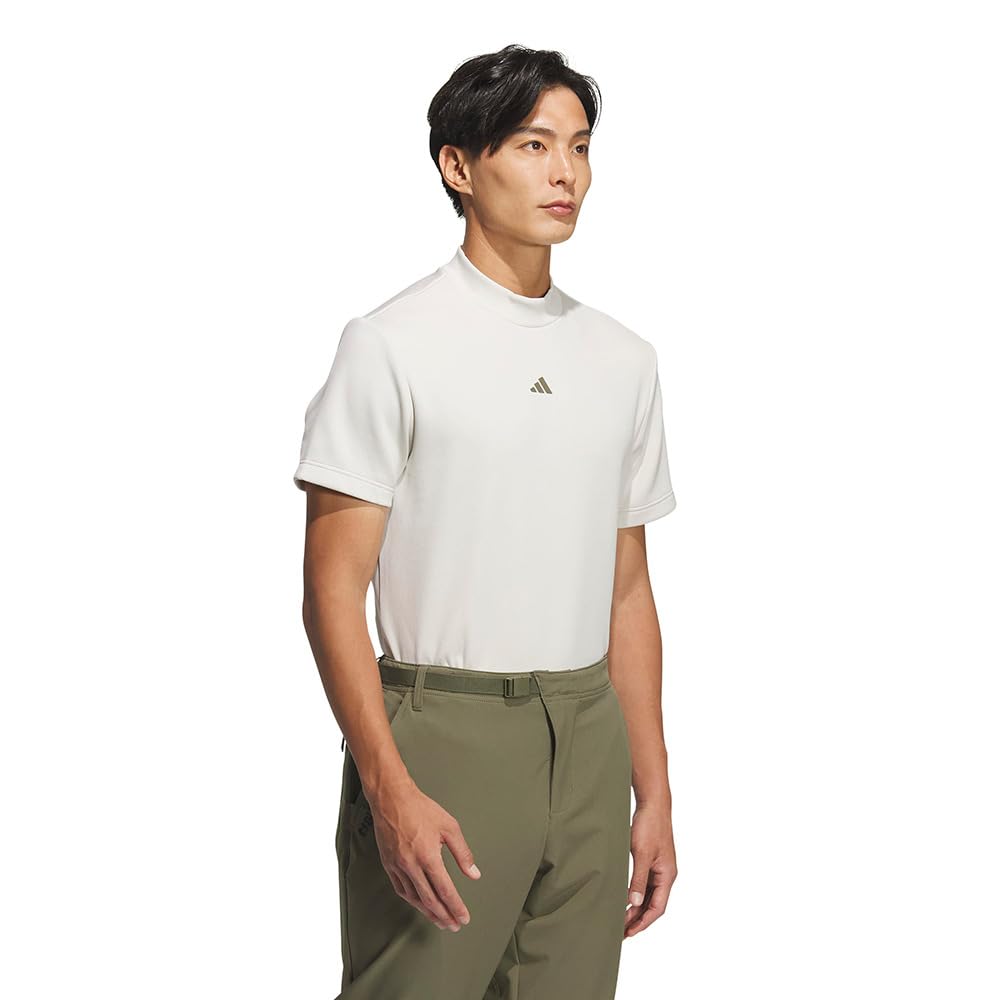 Adidas Golf Men's Code Chaos Mock Neck Short Sleeve Shirt in Alumina/Olive Strata