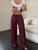 2026 Women's Casual Wide-Leg Pants with Knot Waist and Textured Fabric