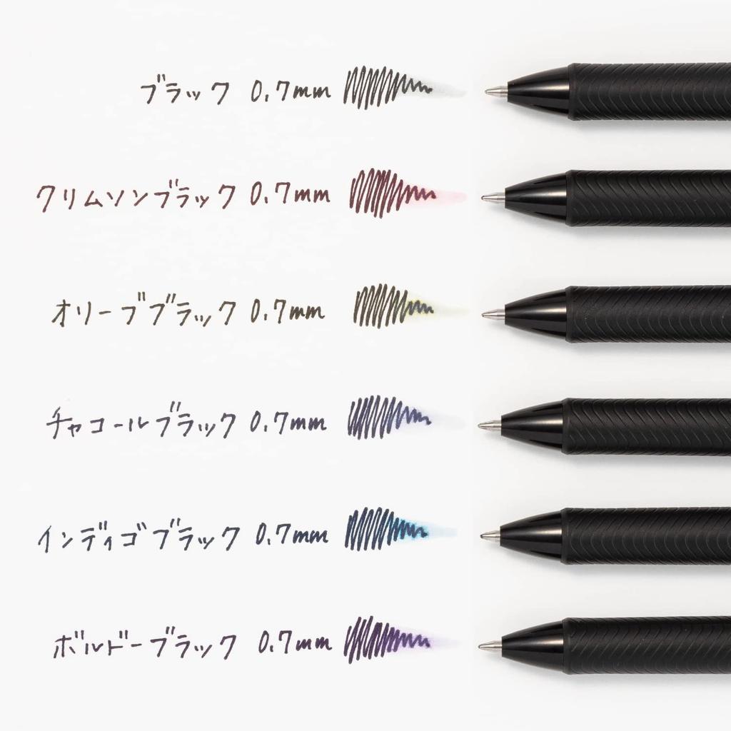 Pentel Energel Gel Ink Ballpoint Limited Edition Black Black Set Pen, Colors, 0.7mm, Barrel, BL77A-6, 6-Color