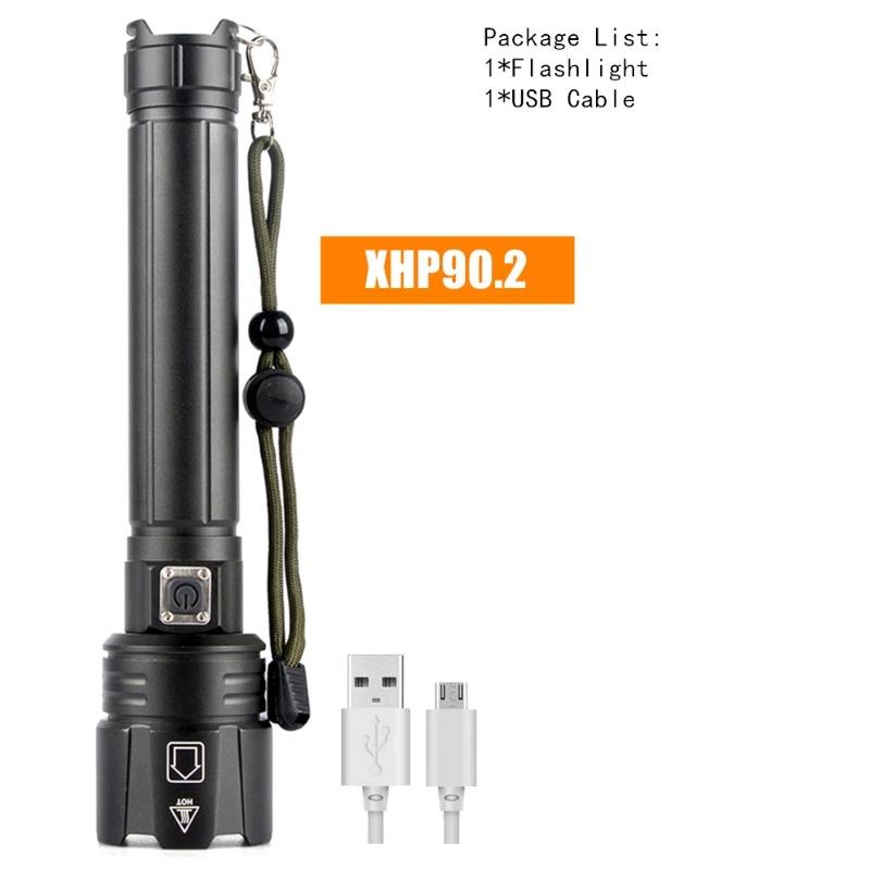 High Power XHP70 LED Flashlight Rechargeable Zoom Torch Tactical Lantern USB Charging Hand  Lamp  18650 or 26650 Battery