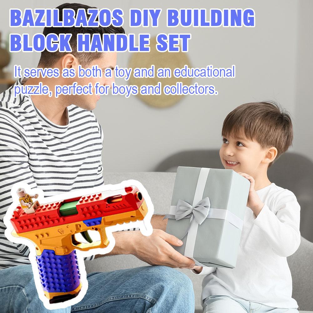 Sig17 Construction Block Plaything Gun Continuous Firing Blowback Plush Bullet Gun Empty Hanging Weapon Children'S Present Building Block Toy