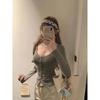 Womens Sexy V-Neck Long Sleeve T-Shirt Pure Slim Fit Casual Top Daily Wear