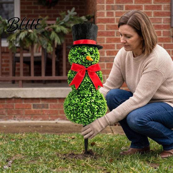 Outdoor Christmas Snowman Stake Yard Stake, Simulation Topiary Decoration for Home Decor Indoor Porch Garden, Festive Holiday Durable Plastic