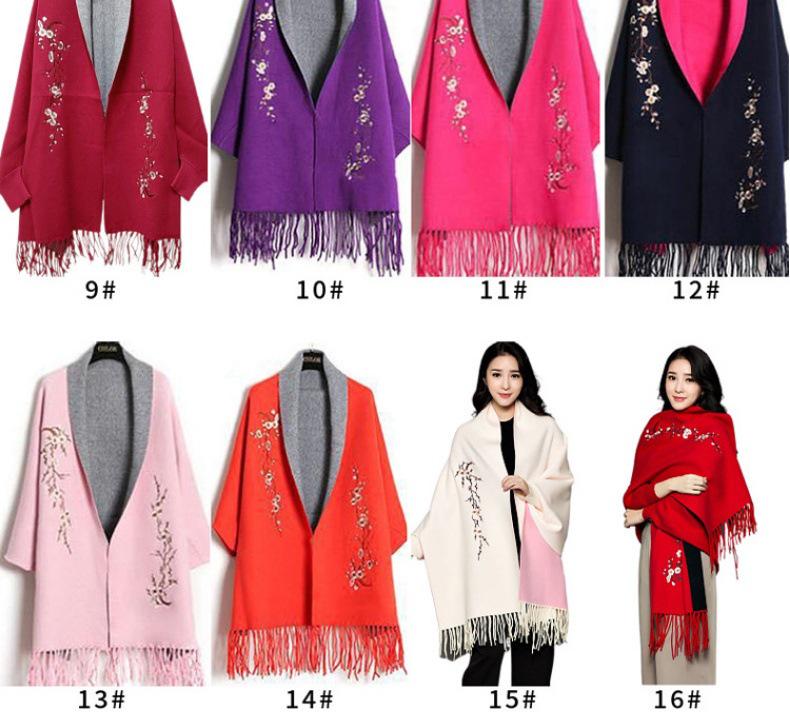 Korean Style Embroidered Shawl Cape: Versatile Knit Scarf for All Seasons