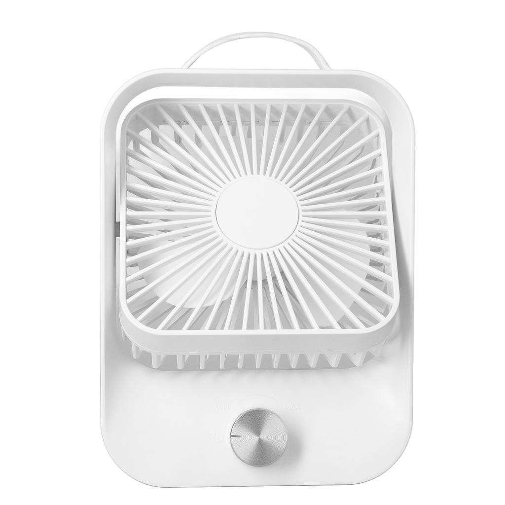 Desktop Oscillating Fan USB Charging Portable Quiet Desk Fan with Lanyard for Camping Traveling Beige