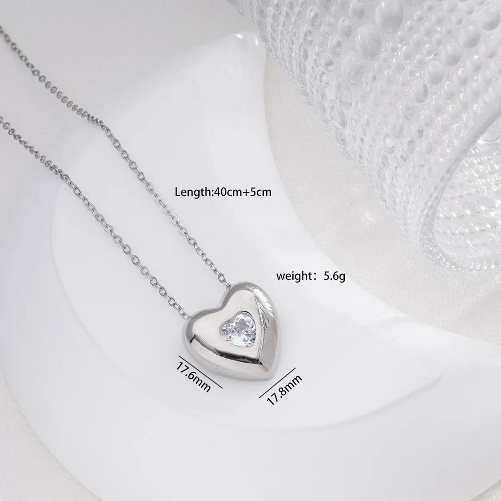 Simple Zircon Heart Star Water Drop Pendant Necklaces for Women Girls Fashion Accessories Stainless Steel Chain Jewelry Gifts