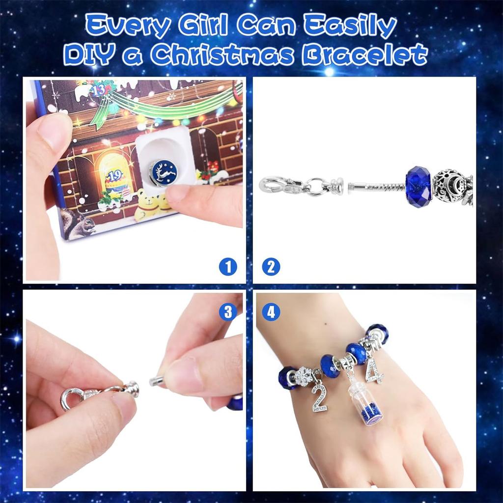 3D Stereo BlindBox Aircraft Box Christmas Bracelet DIY Crystal Beaded Alloy Jewelry SantaClaus BlindBox Children's Holiday Gift