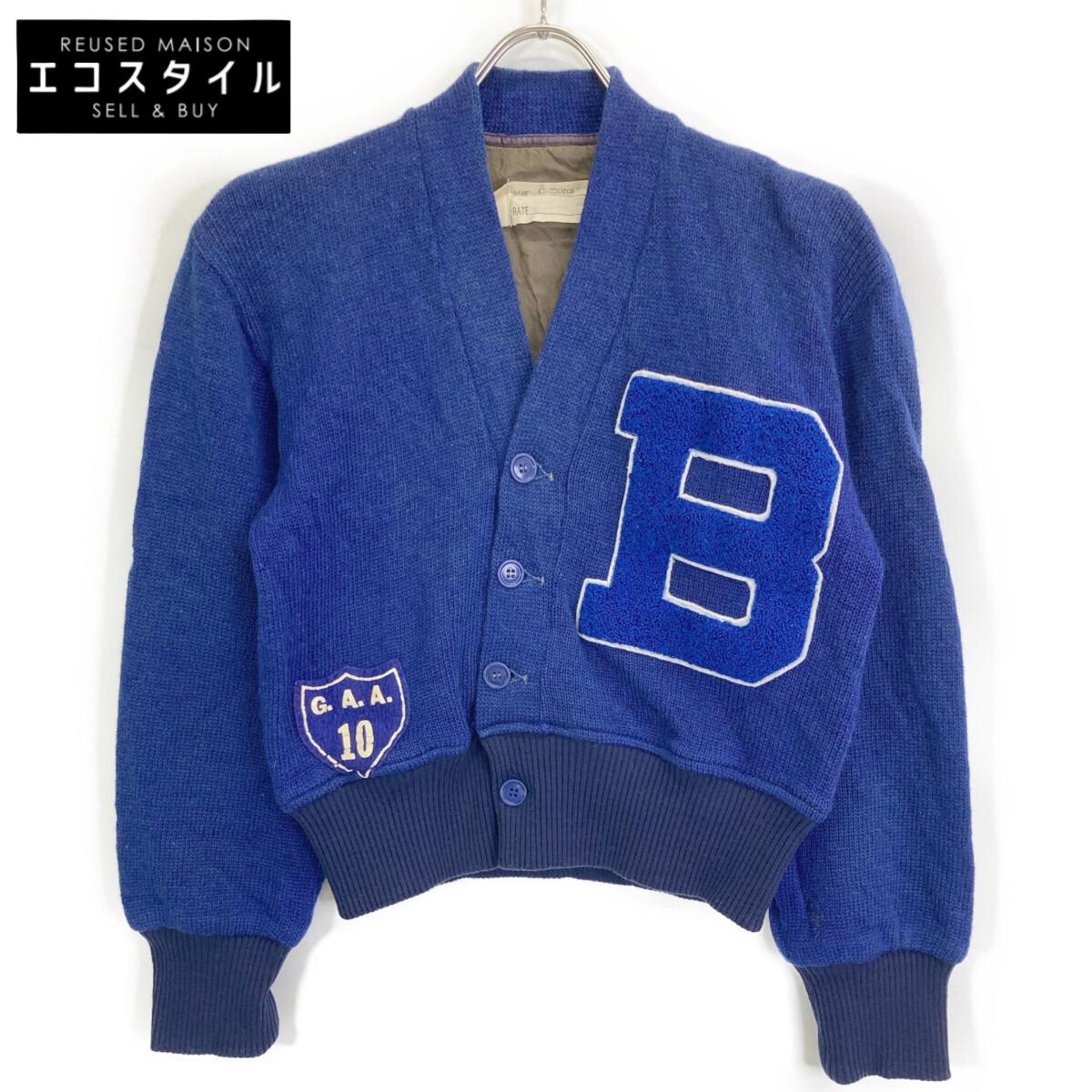 

77circa Синий Б/У Переделанный Вязаный Кардиган Топы синийБ/У