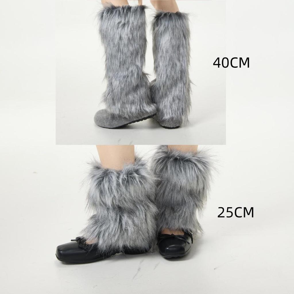 Y2K Faux Fur Fluffy Leg Warmers: Retro Scrunch Socks & Boot Covers for Fall/Winter