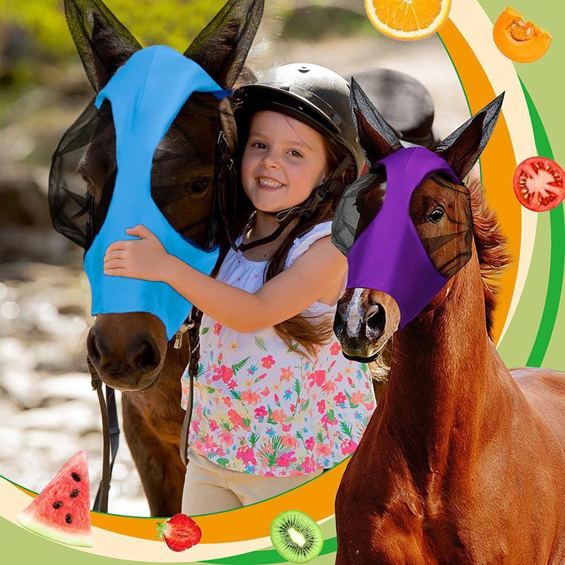 1Pcs Horse Mask Mosquito Fly Breathable Stretch Resistant Elastic Equestrian Supplies Riding Equipment