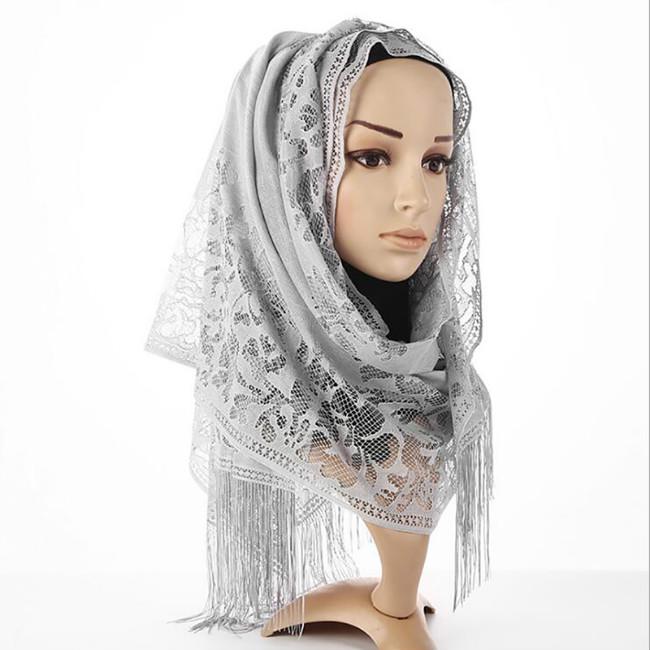 Fashion Accessories Lace Scarf Hollow out Tassels Scarf Veil Lace Shawls Scarf Women Muslim Hijab