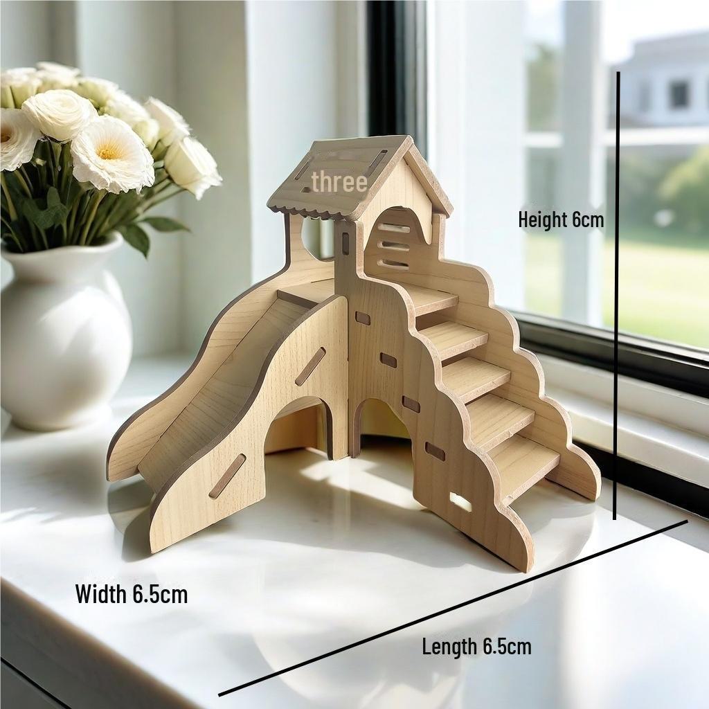 Golden Bear Hamsterversteck aus Holz – Dreireihige Tintenfischkäfig-Villa