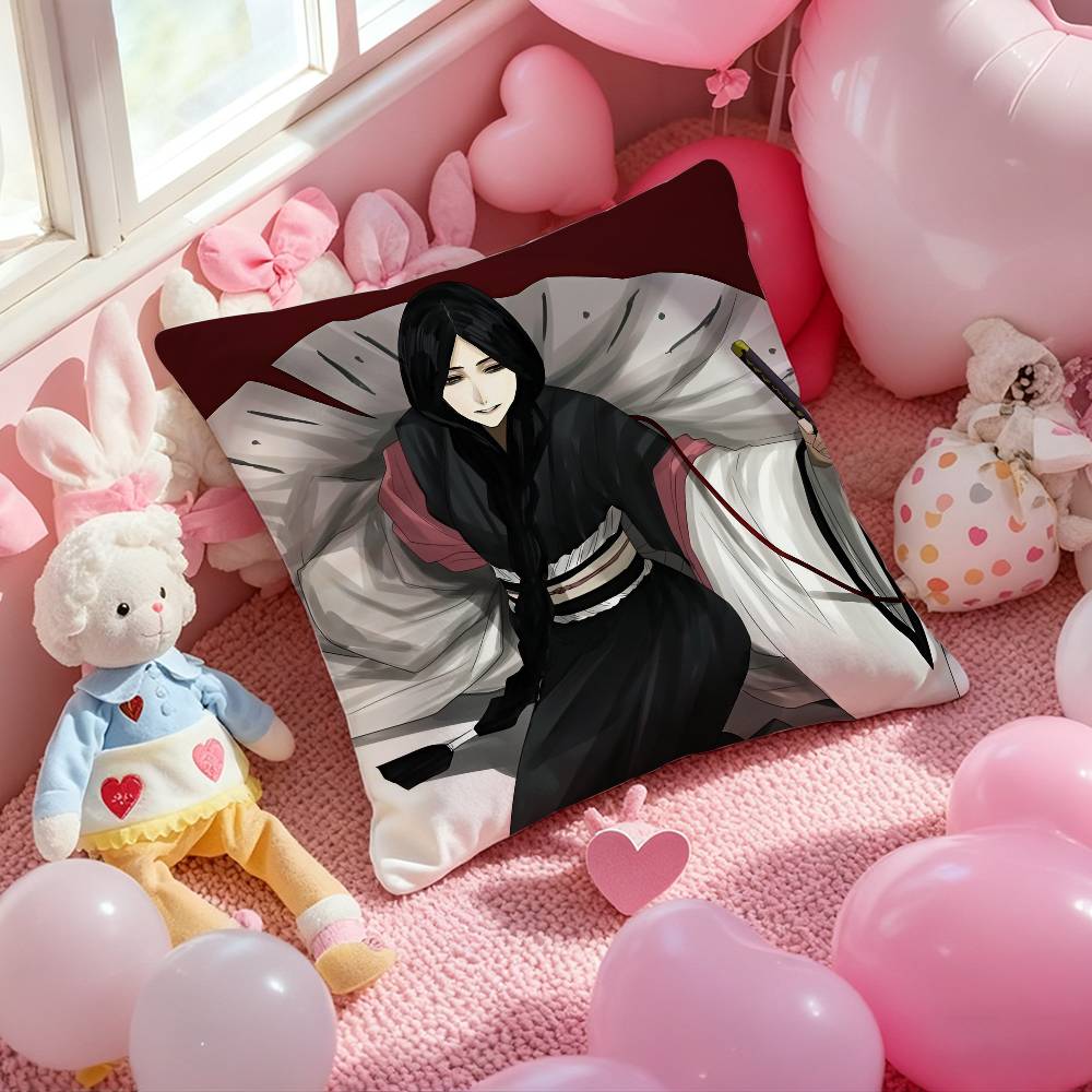 Classic Anime Unohana R-Retsu Bleach Pillow Case Comfort Sofa Bed Silky Elegant Invisible Zipper Custom Decorative Cushion Cover