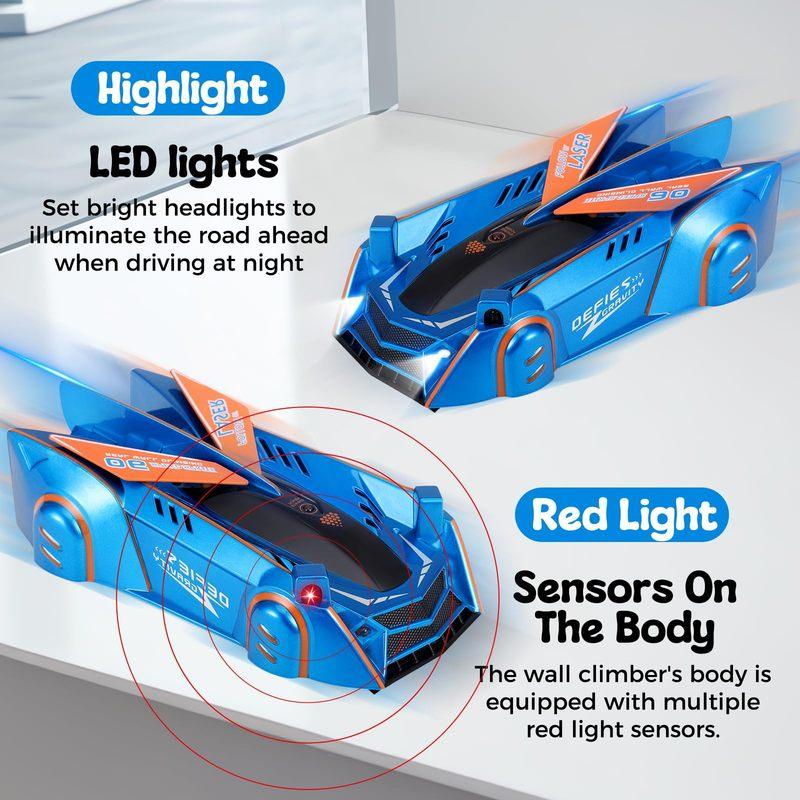 Infrared Laser RC Car Wall & Ceiling Climbing Stunt Drift Vehicle Anti-Gravity Remote Control Light-Chasing Racing Toy for Kids