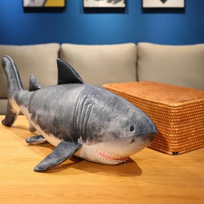 Shark Plush Doll 22" Realistic Grey Shark Pillow Soft Stuffed Animal Shark Cuddle Toy Unique Gift for Children