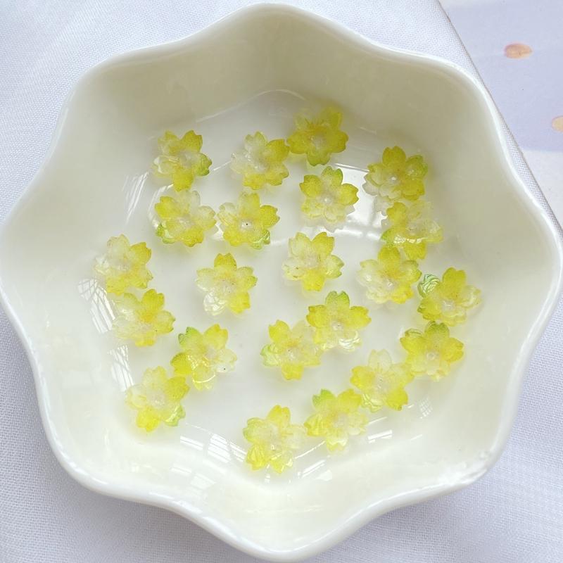 20Pcs New Cute Resin Mini Transparent Colored Flowers Series Flat Back Parts Embellishments For Hair Bows Accessories
