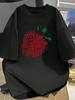 Pure Short Sleeve T-Shirt 'S Abstract Strawberry Print Pattern And Text Design Casual Commuter Top