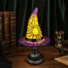Jijijing Stained Glass Witch Hat Lamp, Table Lamp with Inline Switch, USB Powered Style Halloween for Bedroom Bookshelf Desk, Witches Gothic