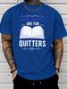 Unisex Crew Neck Tee Bookmarks Are For Quitters Open Book Slogan Print Short Sleeve Top Summer Loose Soft Casual Basic Daily Wear