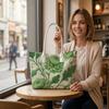 Green Floral Print Fashion Casual Tote Bag Daily Ladies Large Capacity Portable Shoulder Bag