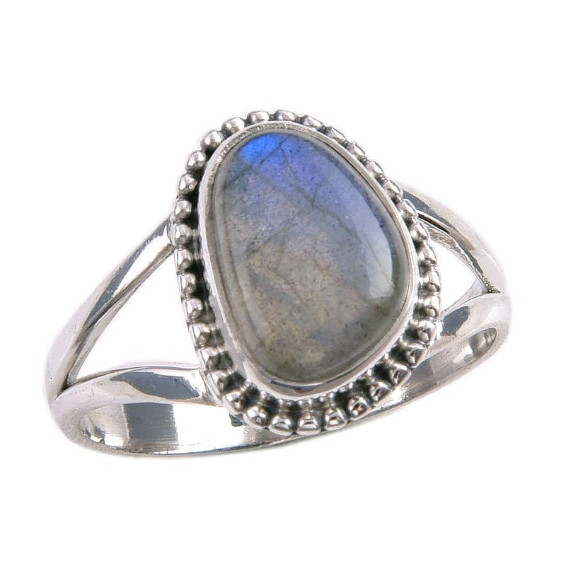 Natural Labradorite Gemstone 925 Solid Sterling Silver Jewelry Ring Size 8 Y9J48