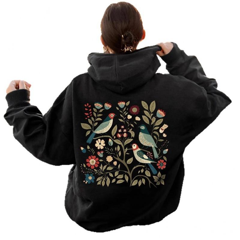 Womens Oversized Hoodie With Floral Print Loose Fit Streetwear Sweatshirt 2025