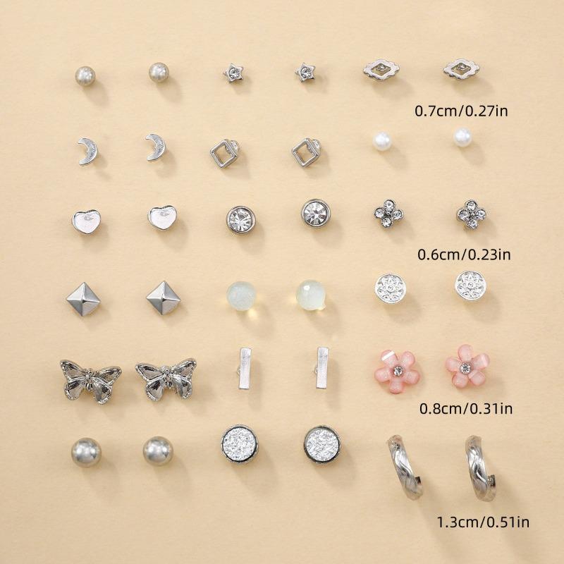 

Набор серег-пар из сплава, с любовью, цветком, жемчугом, бабочкой, цирконом, бриллиантами