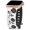 Two-Tone Flower Engraved Watch Band 46mm Compatible with Apple Watch Series 10 42mm 38/40/41/44/45/49mm for Women Rose Flower Soft Straps
