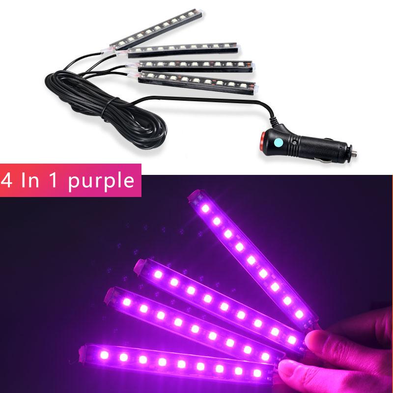 Led Bar Car Interior Backlight Ambient Mood Foot Light With Cigarette Lighter Decorative Atmosphere Lamp Auto Accessories